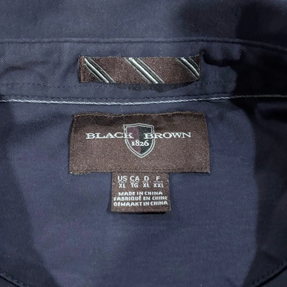 Black Brown 1826 Mens‎ XL Navy Blue Long Sleeve 100% Cotton Polo Shirt
